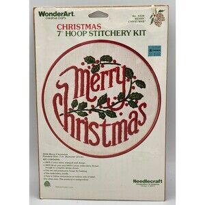 Christmas 7" Hoop Stitch Kit #5526 Merry Christmas New Vintage Wonder Art